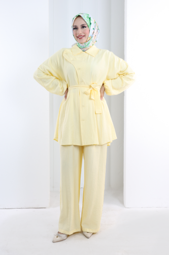 Yarasakol Düğmeli Takım 8705 Sarı - 2