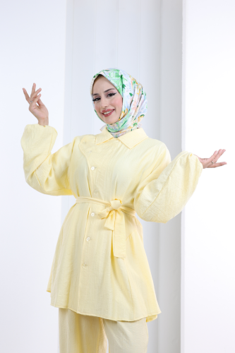 Yarasakol Düğmeli Takım 8705 Sarı - 5