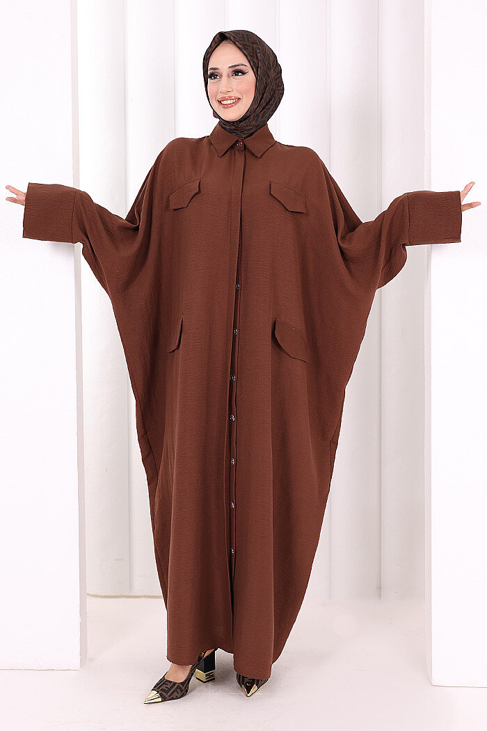 Yarasakol Elbise 7071 Kahverengi - 1