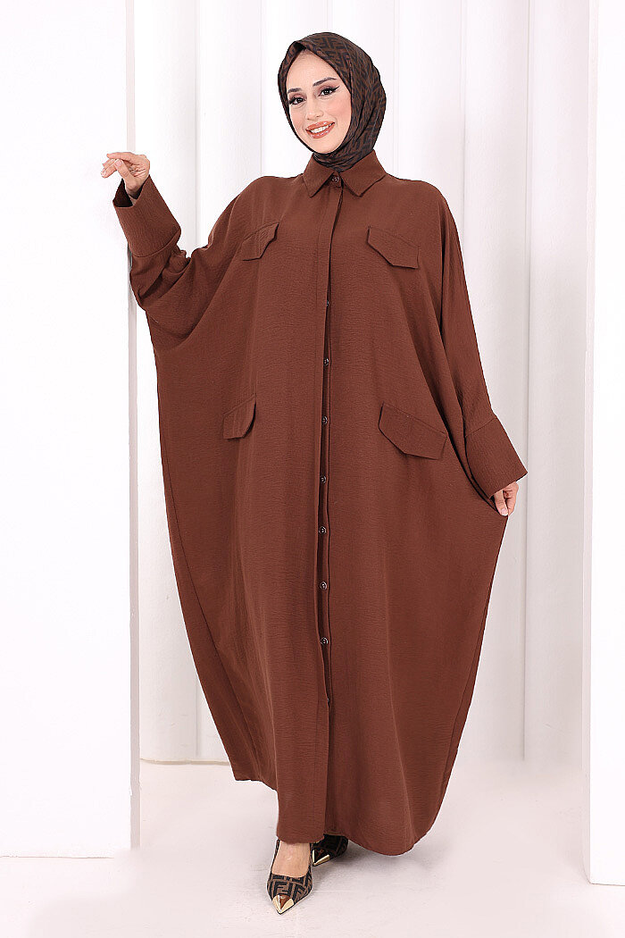 Yarasakol Elbise 7071 Kahverengi - 2