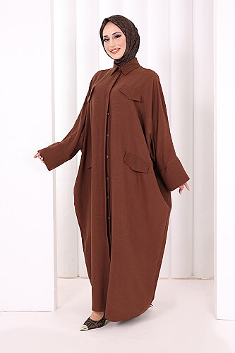 Yarasakol Elbise 7071 Kahverengi - 3