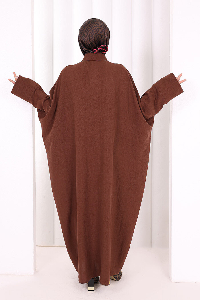 Yarasakol Elbise 7071 Kahverengi - 4