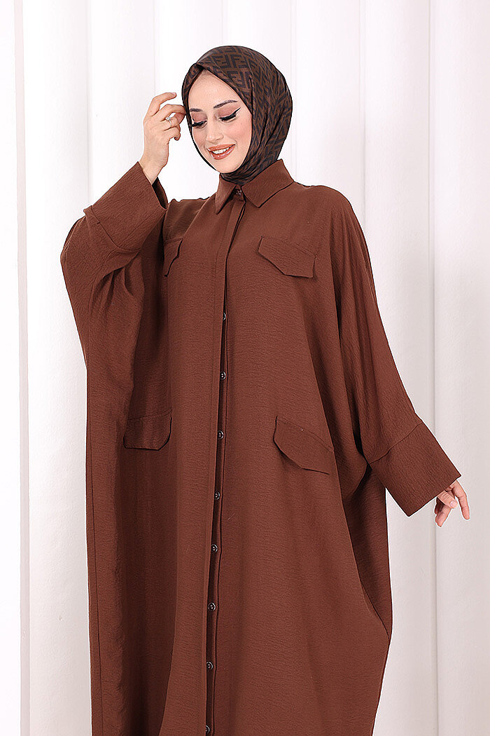 Yarasakol Elbise 7071 Kahverengi - 5