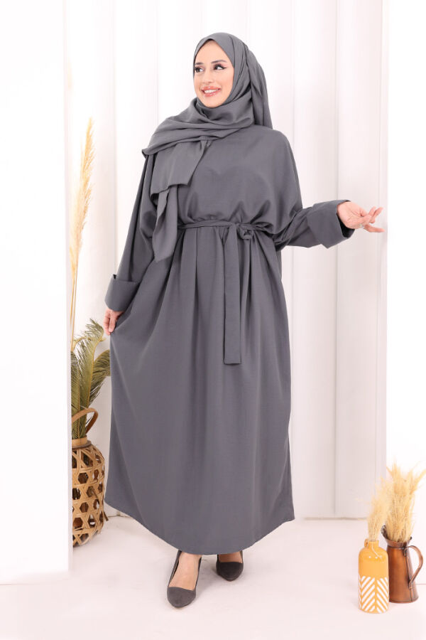 Yarasakol Elbise Şal Hediyeli 2398 Antrasit - 5