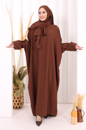 Yarasakol Elbise Şal Hediyeli 2398 Kahverengi