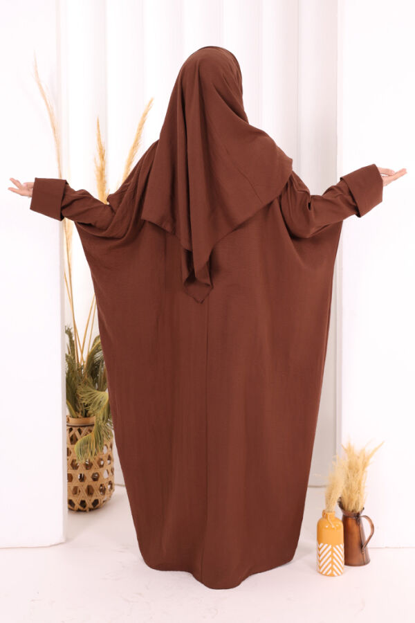 Yarasakol Elbise Şal Hediyeli 2398 Kahverengi - 3