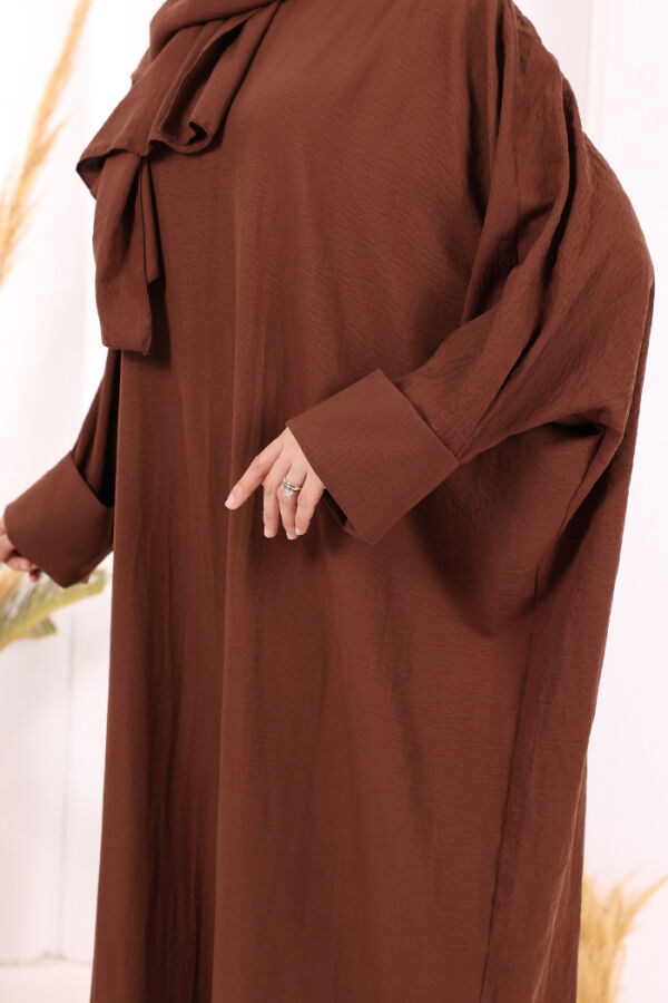 Yarasakol Elbise Şal Hediyeli 2398 Kahverengi - 6