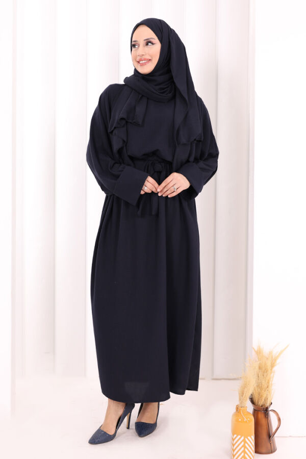 Yarasakol Elbise Şal Hediyeli 2398 Lacivert - 1