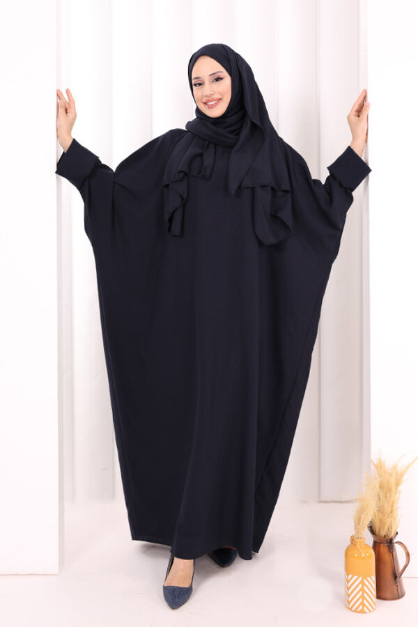 Yarasakol Elbise Şal Hediyeli 2398 Lacivert - 2