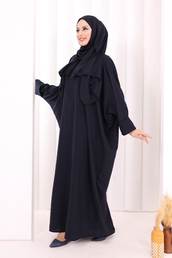 Yarasakol Elbise Şal Hediyeli 2398 Lacivert - 3
