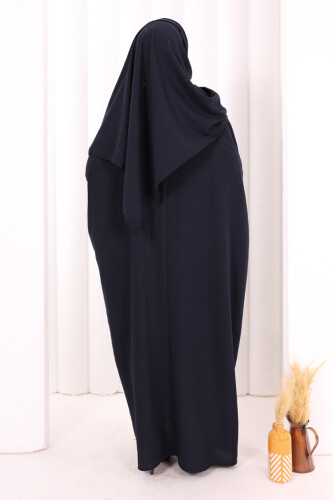 Yarasakol Elbise Şal Hediyeli 2398 Lacivert - 4