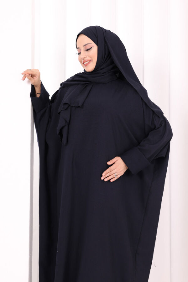 Yarasakol Elbise Şal Hediyeli 2398 Lacivert - 5