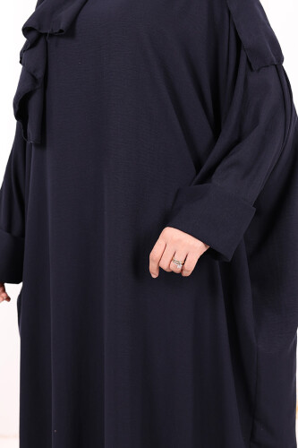 Yarasakol Elbise Şal Hediyeli 2398 Lacivert - 6