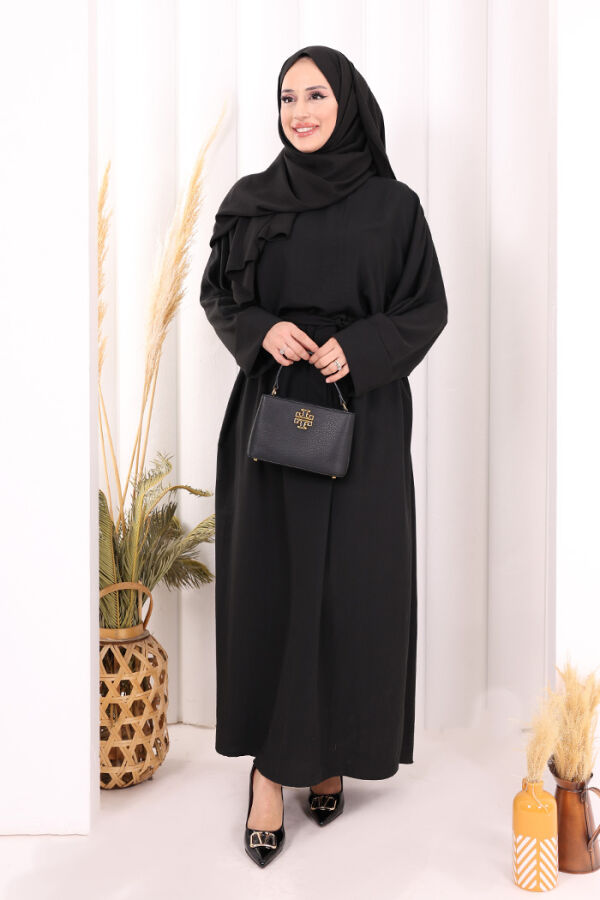 Yarasakol Elbise Şal Hediyeli 2398 Siyah - 1