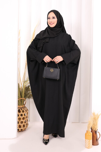 Yarasakol Elbise Şal Hediyeli 2398 Siyah - 2
