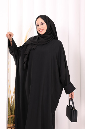 Yarasakol Elbise Şal Hediyeli 2398 Siyah - 5