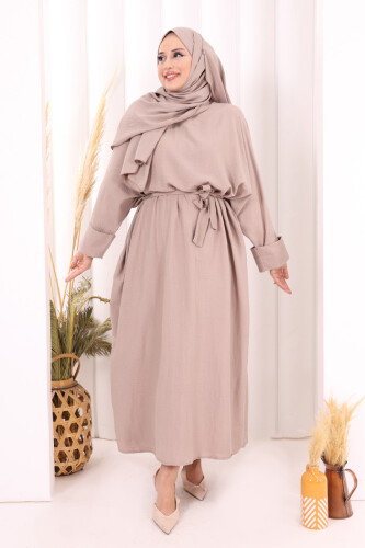 Yarasakol Elbise Şal Hediyeli 2398 Somon - 3