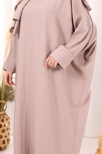 Yarasakol Elbise Şal Hediyeli 2398 Somon - 6