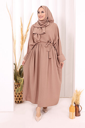 Yarasakol Elbise Şal Hediyeli 2398 Somon - 3