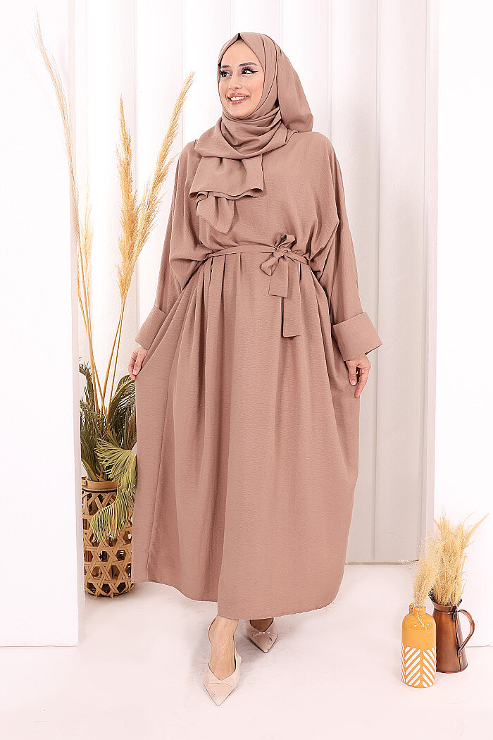 Yarasakol Elbise Şal Hediyeli 2398 Somon - 3