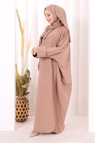 Yarasakol Elbise Şal Hediyeli 2398 Somon - 4