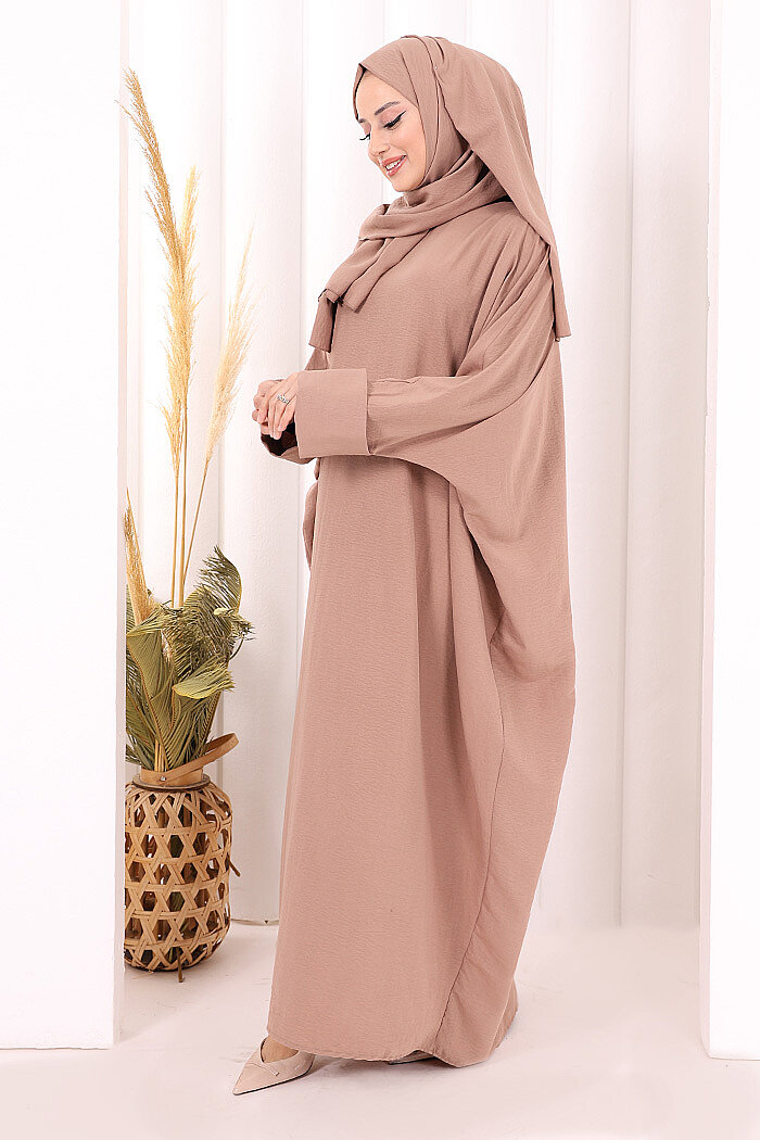 Yarasakol Elbise Şal Hediyeli 2398 Somon - 4