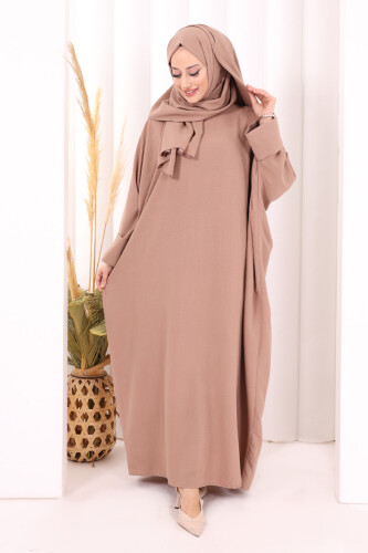 Yarasakol Elbise Şal Hediyeli 2398 Vizon - 2