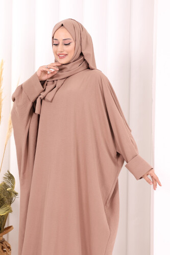 Yarasakol Elbise Şal Hediyeli 2398 Vizon - 6