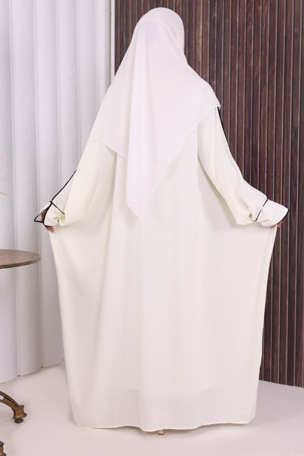 Fermuarlı Yarasakol Ferace 6002 Ekru - 4