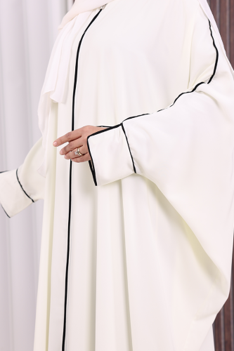 Fermuarlı Yarasakol Ferace 6002 Ekru - 6