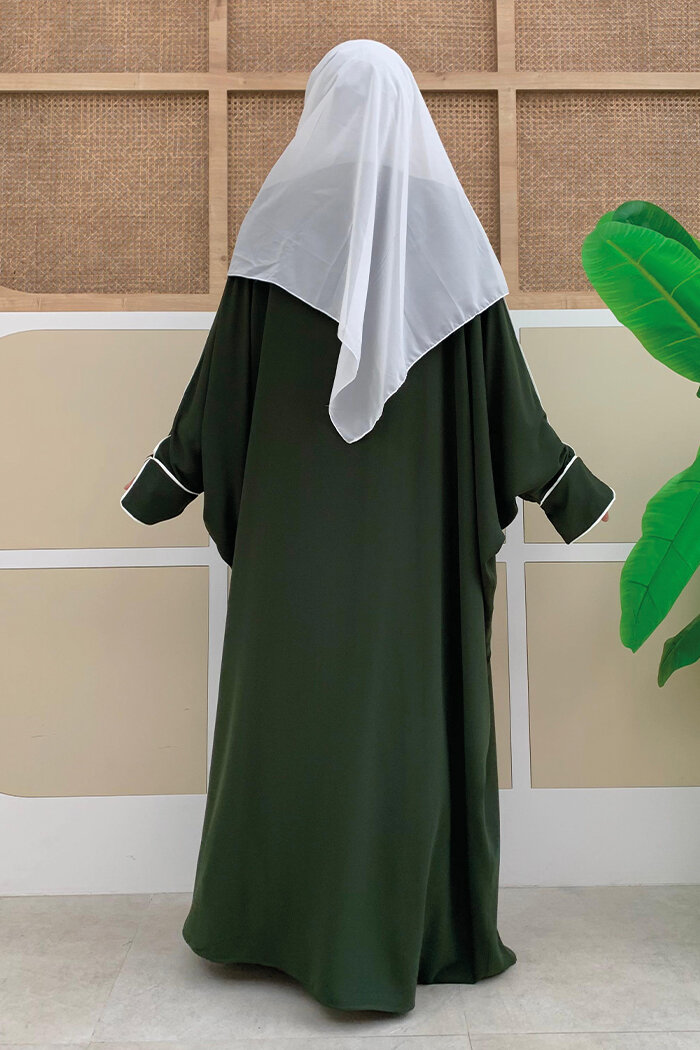 Fermuarlı Yarasakol Ferace 6002 Haki - 8