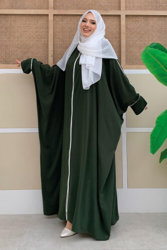 Fermuarlı Yarasakol Ferace 6002 Haki - 9