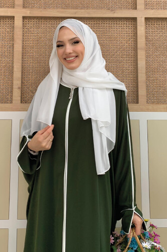 Fermuarlı Yarasakol Ferace 6002 Haki - 10