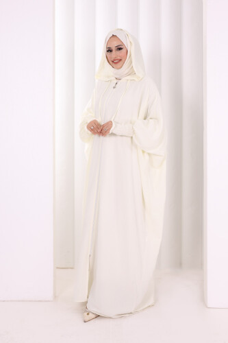 Yarasakol , Şapkalı Ferace 7076 Ekru - 3