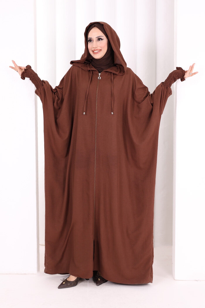 Yarasakol , Şapkalı Ferace 7076 Kahverengi - 3