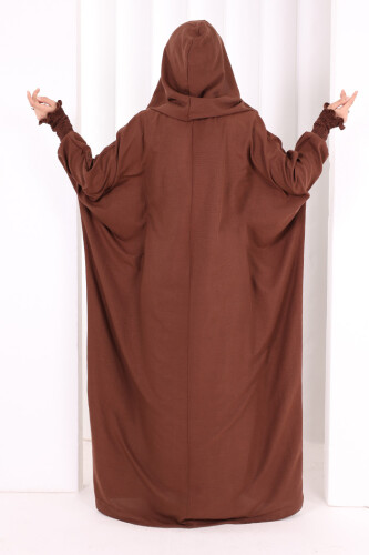 Yarasakol , Şapkalı Ferace 7076 Kahverengi - 4