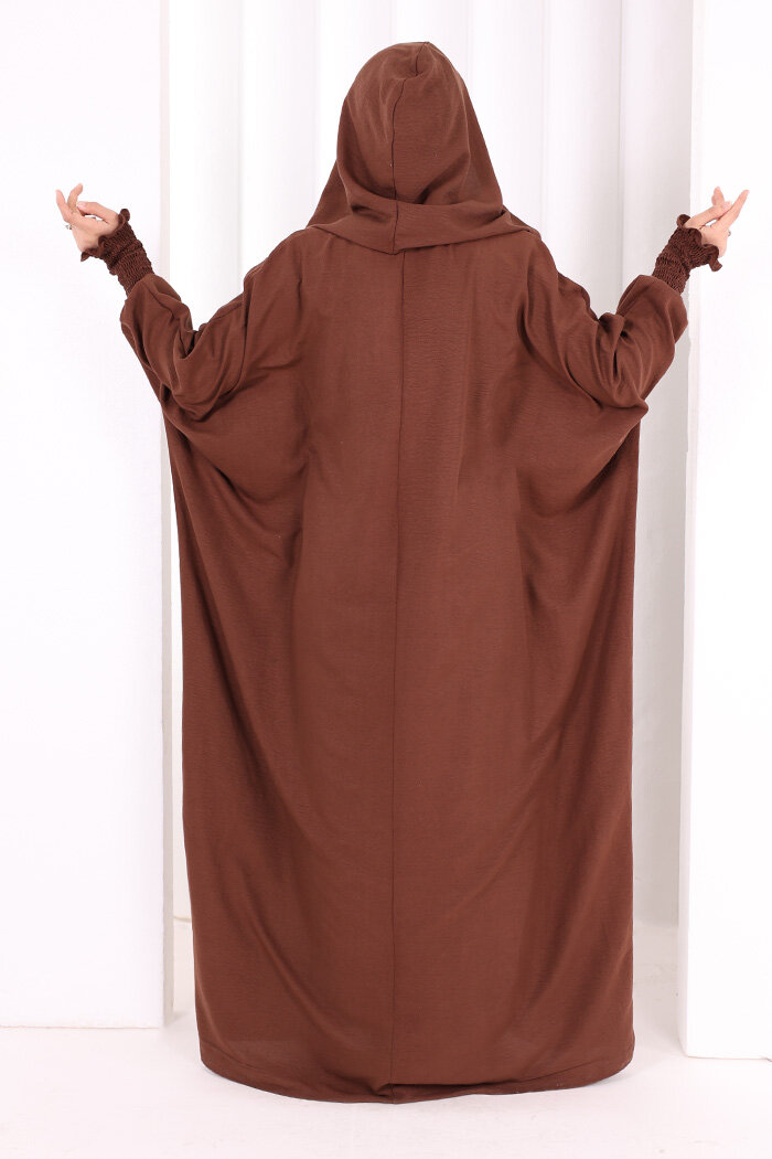 Yarasakol , Şapkalı Ferace 7076 Kahverengi - 4