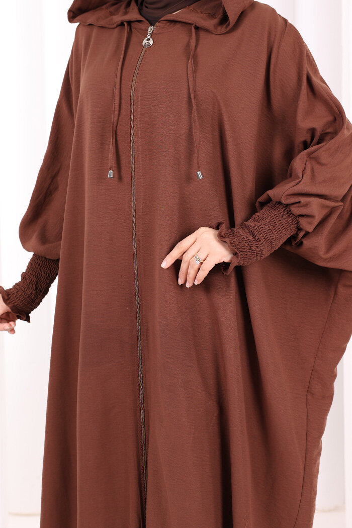 Yarasakol , Şapkalı Ferace 7076 Kahverengi - 6