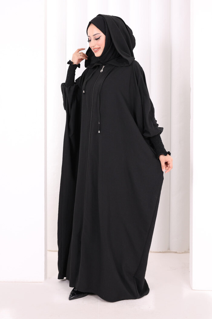 Yarasakol , Şapkalı Ferace 7076 Siyah - 3