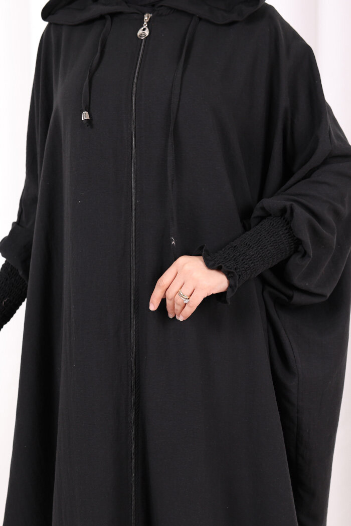 Yarasakol , Şapkalı Ferace 7076 Siyah - 6