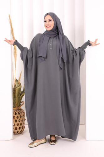 Yarasakollu Elbise 6077 Antrasit