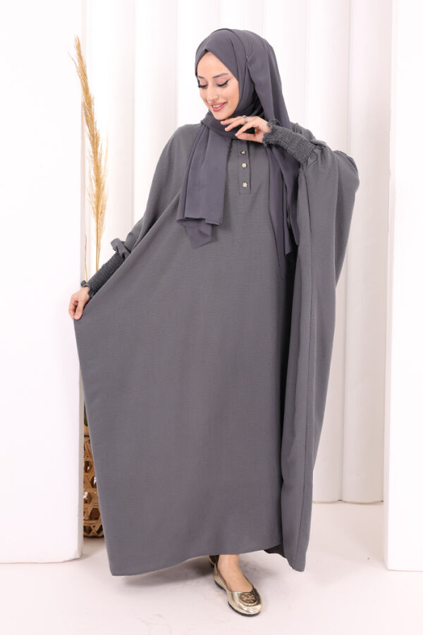 Yarasakollu Elbise 6077 Antrasit - 2
