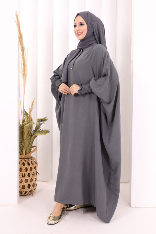 Yarasakollu Elbise 6077 Antrasit - 3