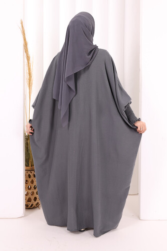 Yarasakollu Elbise 6077 Antrasit - 4