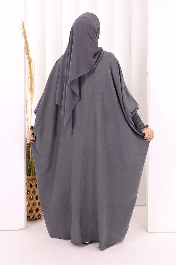 Yarasakollu Elbise 6077 Antrasit - 4