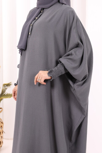 Yarasakollu Elbise 6077 Antrasit - 6