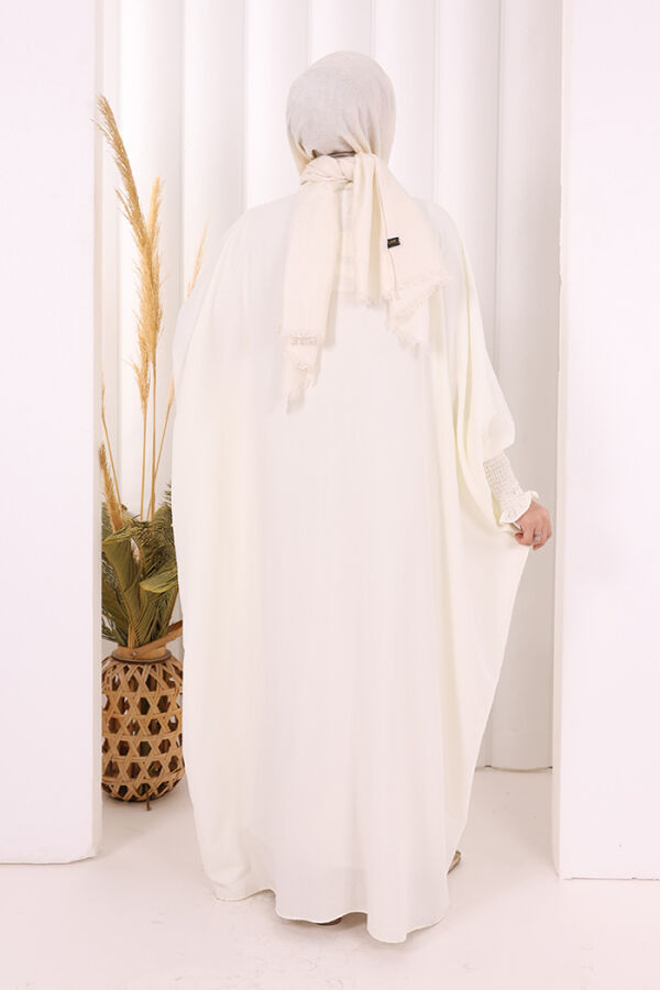 Yarasakollu Elbise 6077 Ekru - 4