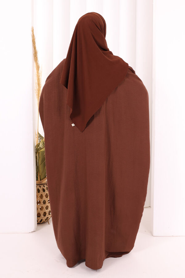 Yarasakollu Elbise 6077 Kahverengi - 4