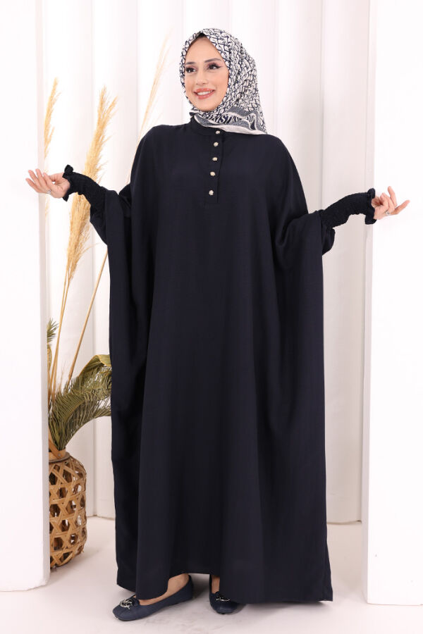 Yarasakollu Elbise 6077 Lacivert - 1