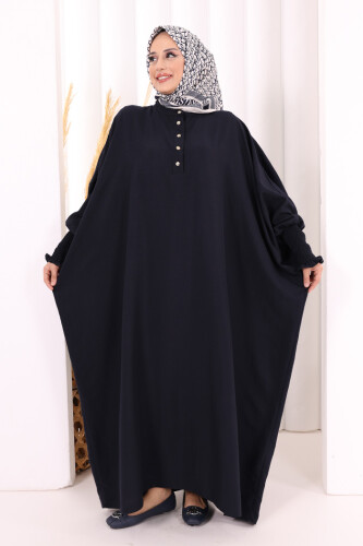 Yarasakollu Elbise 6077 Lacivert - 2